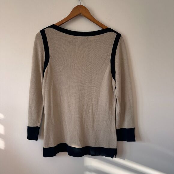 Adrienne Vittadini Black and Beige Knit Sweater Size Medium - Picture 7 of 9